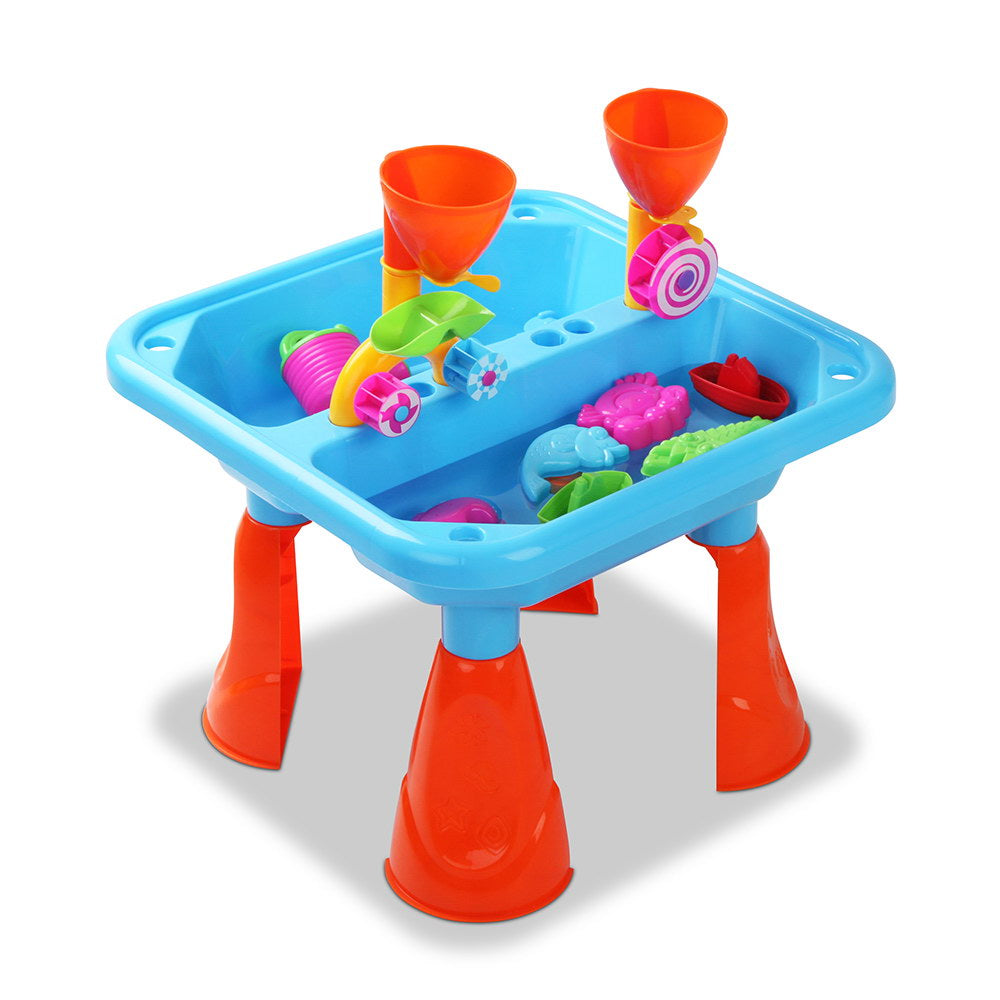 Kids Sandpit Pretend Play Set - Beach Toys Outdoor Sand Water Table (Blue)