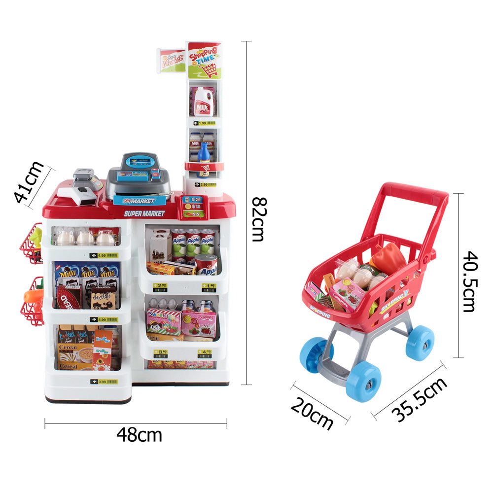 Kids Pretend Role Play Supermarket 24 Piece Playset - Cash Register & Trolley