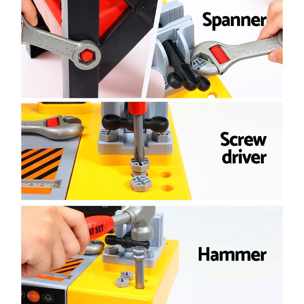 Kids Pretend Workbench DIY Tools 54 Piece - Children Role Play Toy Set (Black)