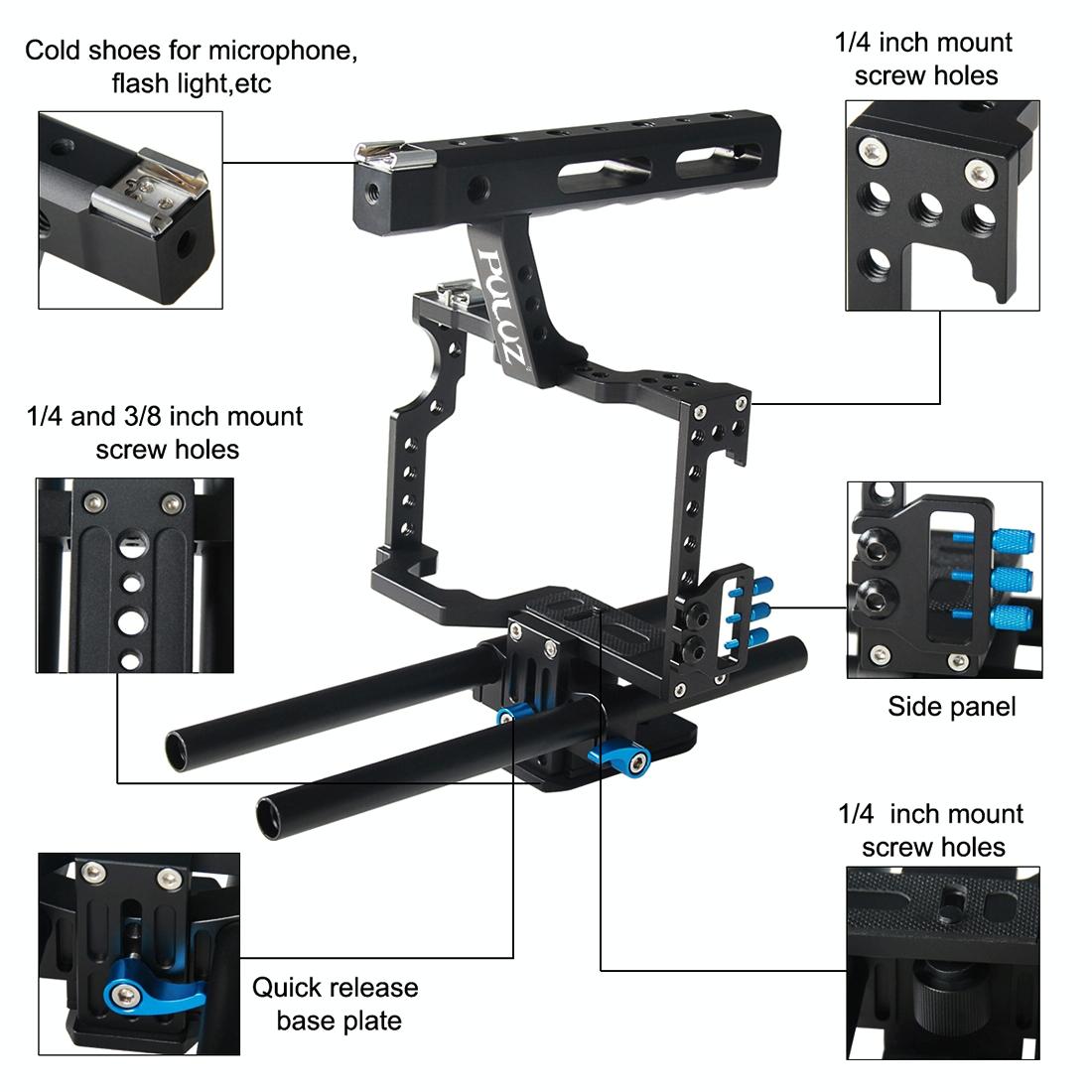 Sony A7 / A7S / A7R Camera Cage Stabilizer With Handle - Blue-1915196565279084550