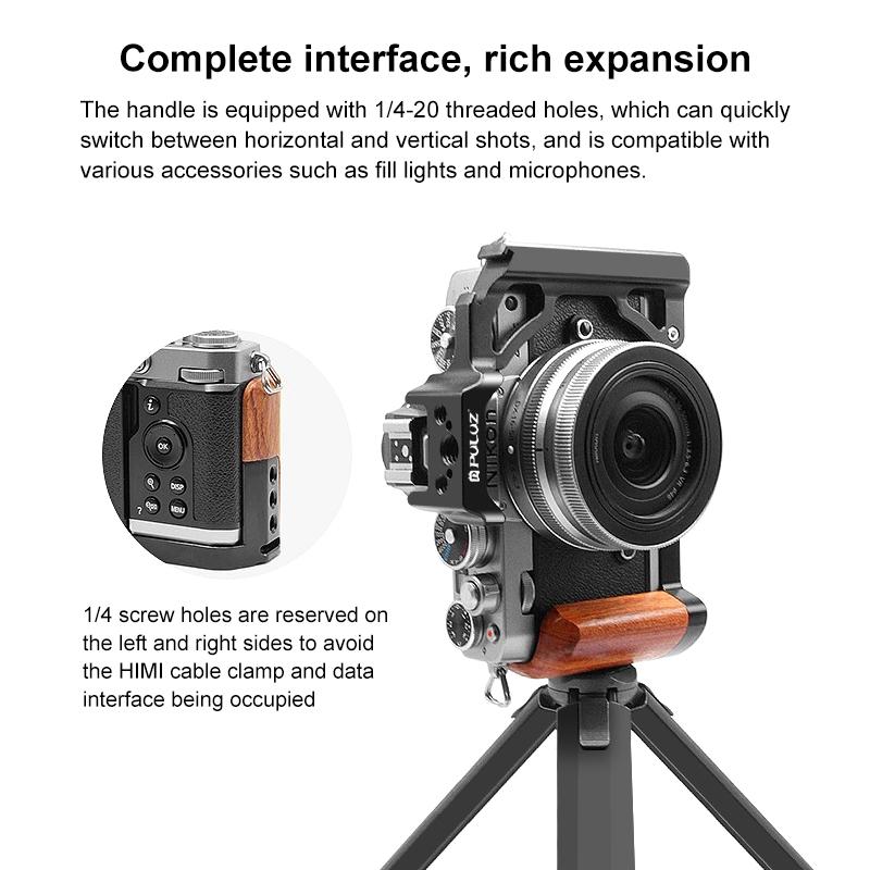 Wood Handle Metal Camera Cage For Nikon Zfc Stabilizer Rig - Black-1915196714088796163
