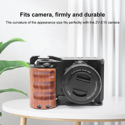 Sony Zv-E10 Camera Cage With Wood Handle And Metal Stabilizer Rig-1915197282387628037