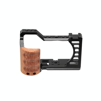 Wood Handle Metal Camera Cage For Sony Alpha 7C Stabilizer Rig-1915198410324054017
