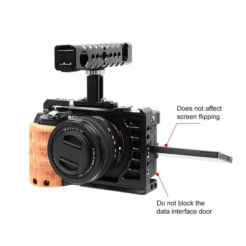 Wood Handle Metal Camera Cage For Sony Alpha 7C Stabilizer Rig-1915198410324054020