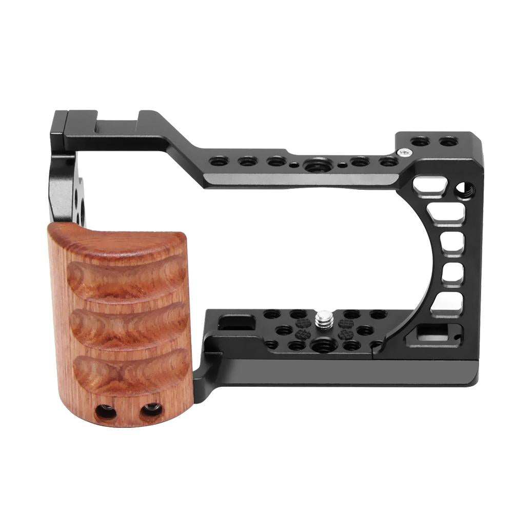 Wood Handle Metal Camera Cage For Sony A6400 / A6300 / A6100 / A6000 Stabilizer Rig-1915198014562111491