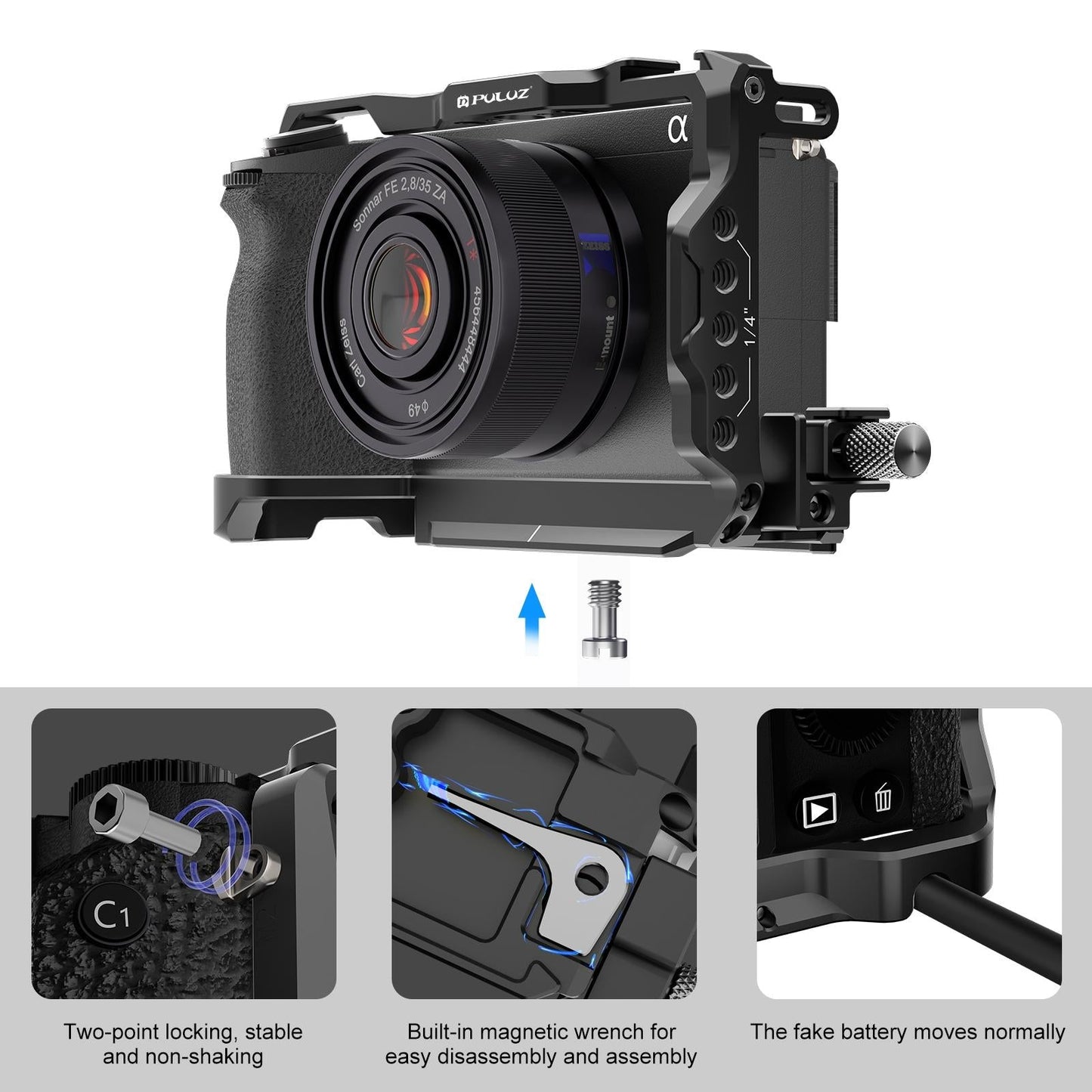 Metal Camera Cage Stabilizer For Sony A6700 - Black-1915196731012812806