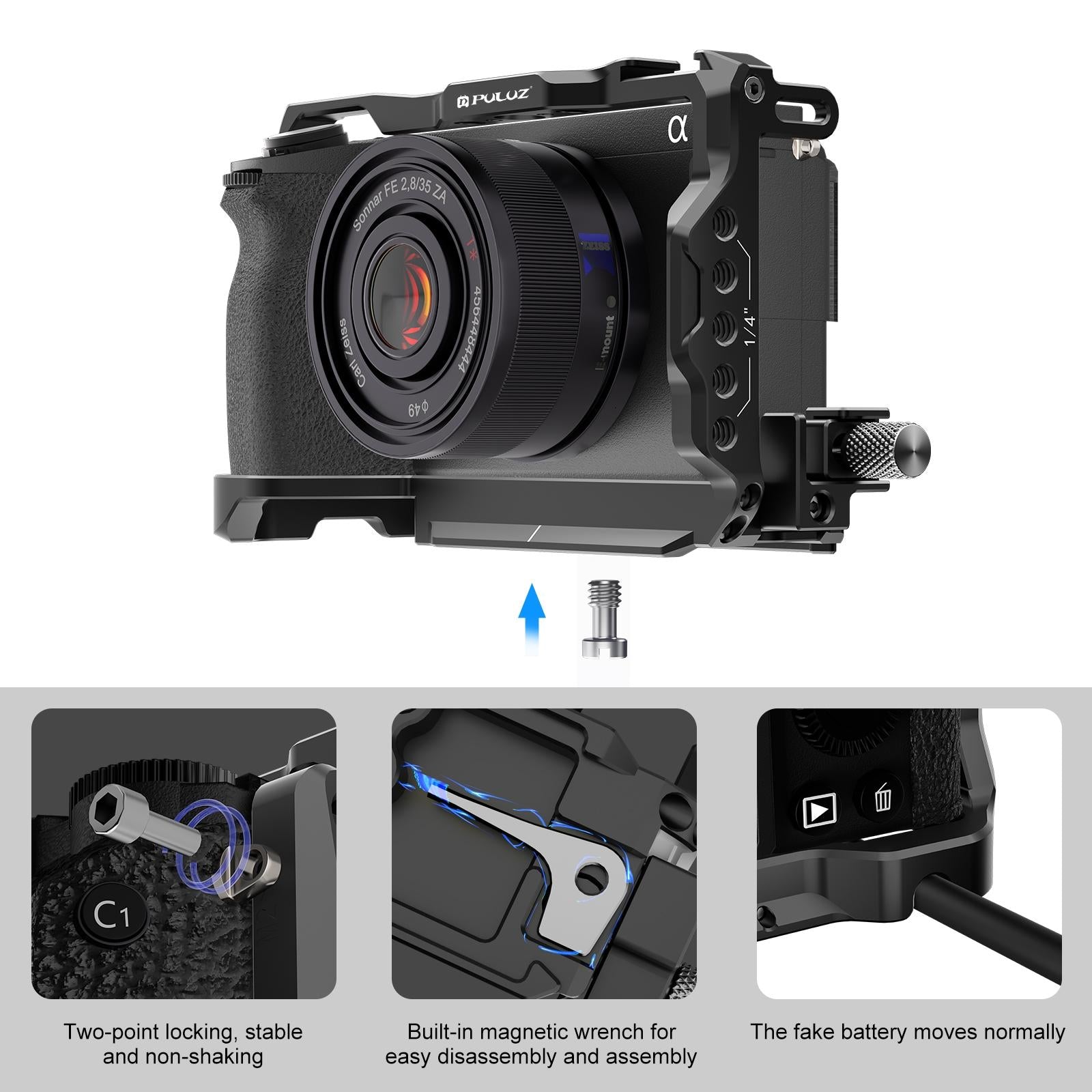 Metal Camera Cage Stabilizer For Sony A6700 - Black-1915196731012812806