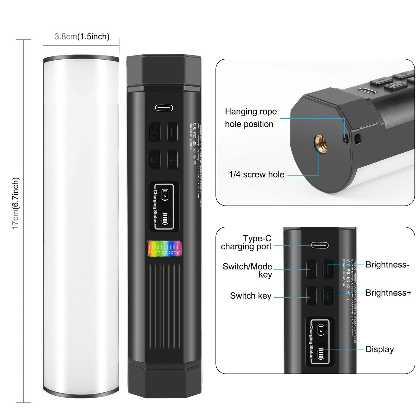 17Cm Handheld Rgb Magnetic Led Fill Light Stick - Full Colour-1915197300792233987