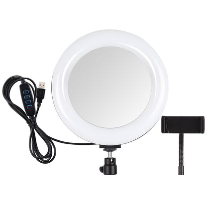 7.9 Usb 3 Modes Dimmable Dual Colour Led Ring Light With Mirror For Vlogging And Photography - Black-1915196712578846721