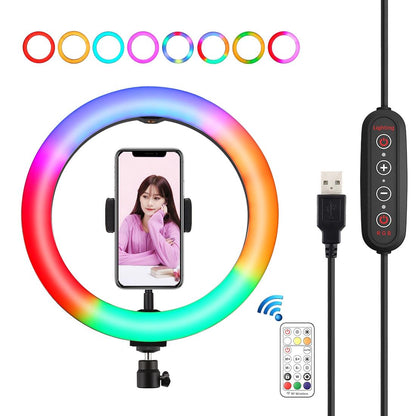 10.2 Curved Led Ring Light With Dual-Colour Temperature Remote And Tripod-1915196748012326912