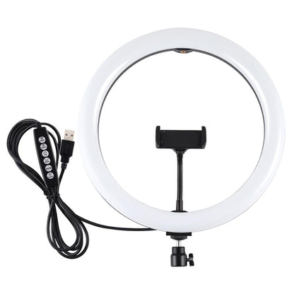 30Cm Curved Surface Led Ring Light With Tripod And Phone Clamp - 10 Modes 8 Colours Usb Powered-1915196749958483969