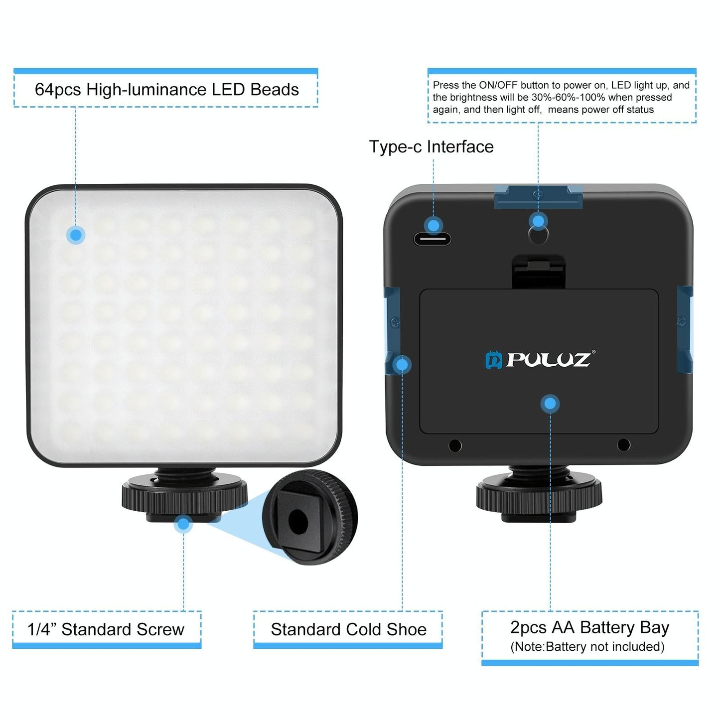 5W 64Led Fill Light For Camera / Camcorder - Black-1964932147236179970