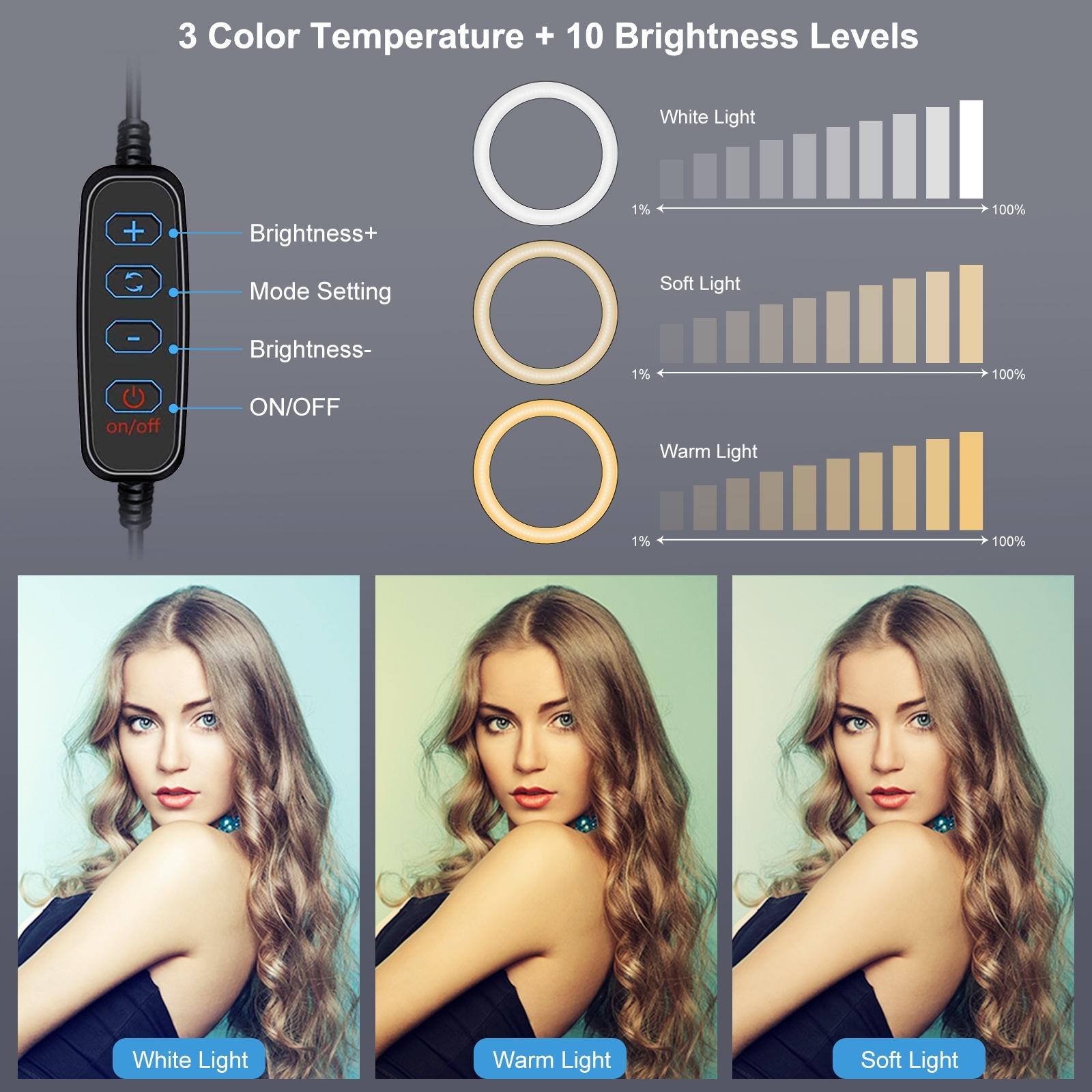 6.2 Dual-Colour Ring Light With Usb 3 Modes Monitor Clip - Black-1915196491669049347