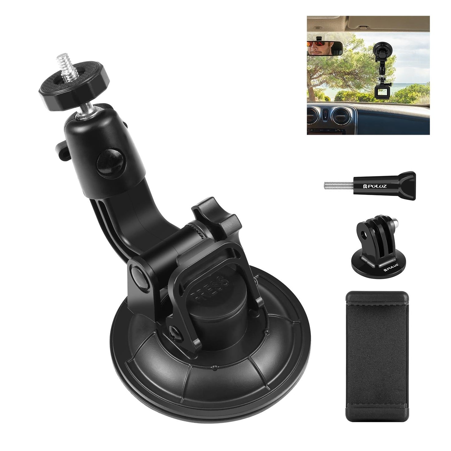 Universal Car Phone Mount With Suction Cup And Tripod Adapter-1915197897545224192