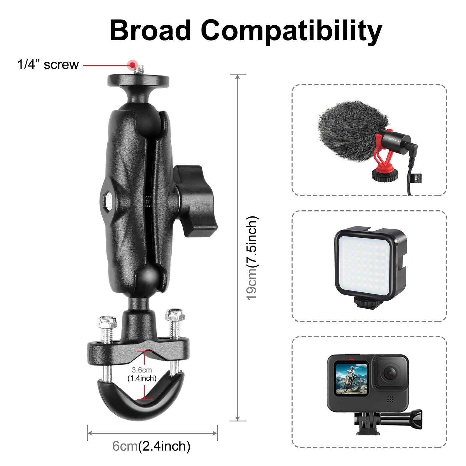 Motorcycle Handlebar Fixed Mount U Bolt Base Holder For Gopro And Other Action Cameras-1964932168392249345