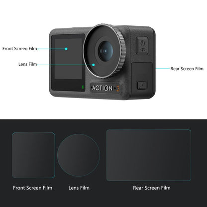 Tempered Glass Film Set For Dji Action 3 - 3-In-1 Protection For Front And Back Screens And Lenses-1915198406066835458