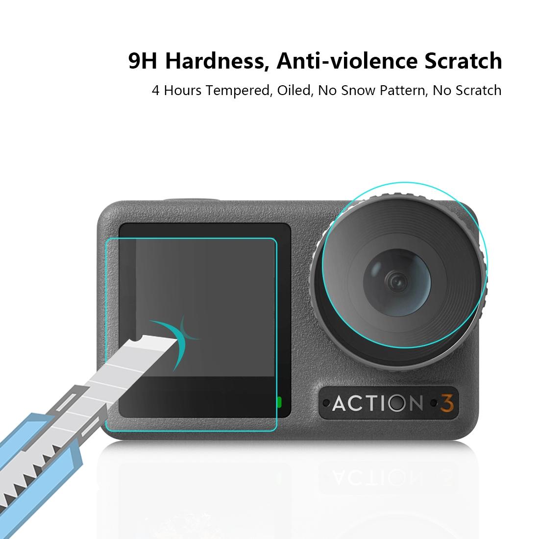 Tempered Glass Film Set For Dji Action 3 - 3-In-1 Protection For Front And Back Screens And Lenses-1915198406066835461
