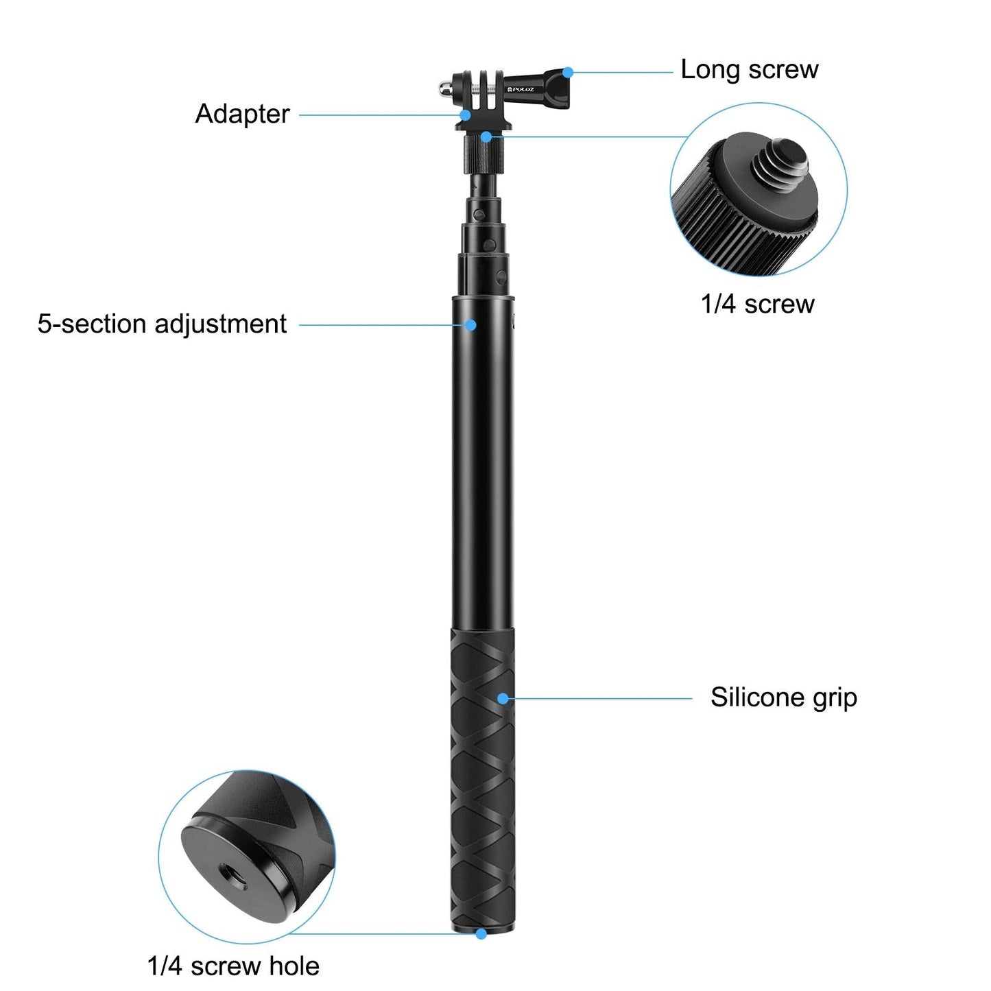 110Cm Metal Selfie Stick Monopod For Insta360 One Rs X2 X3 X4-1915197665214337027