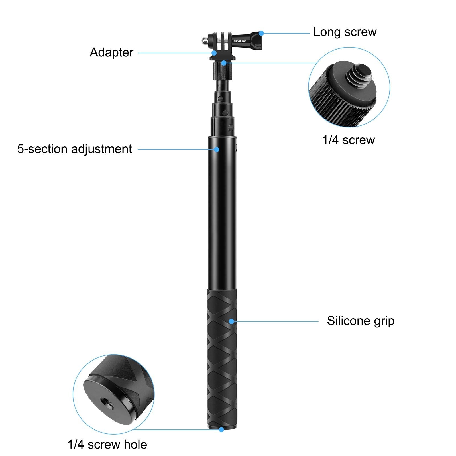 110Cm Metal Selfie Stick Monopod For Insta360 One Rs X2 X3 X4-1915197665214337027