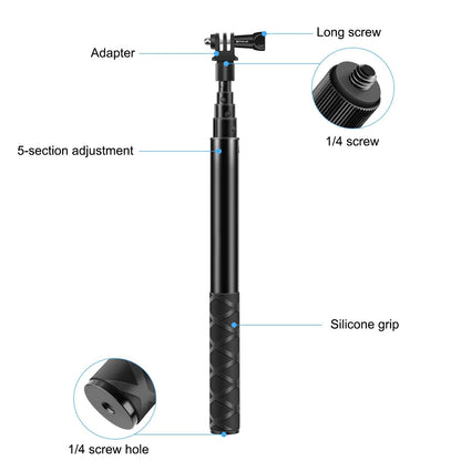 110Cm Metal Selfie Stick Monopod For Insta360 One Rs X2 X3 X4-1915197665214337027