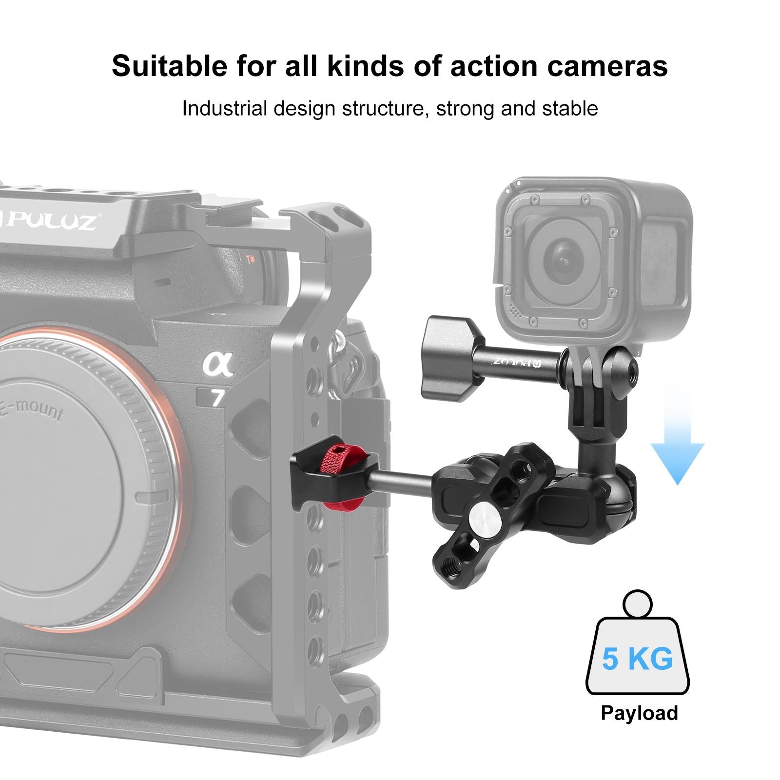 Versatile Aluminum Magic Arm Mount - Black-1915196719386202116