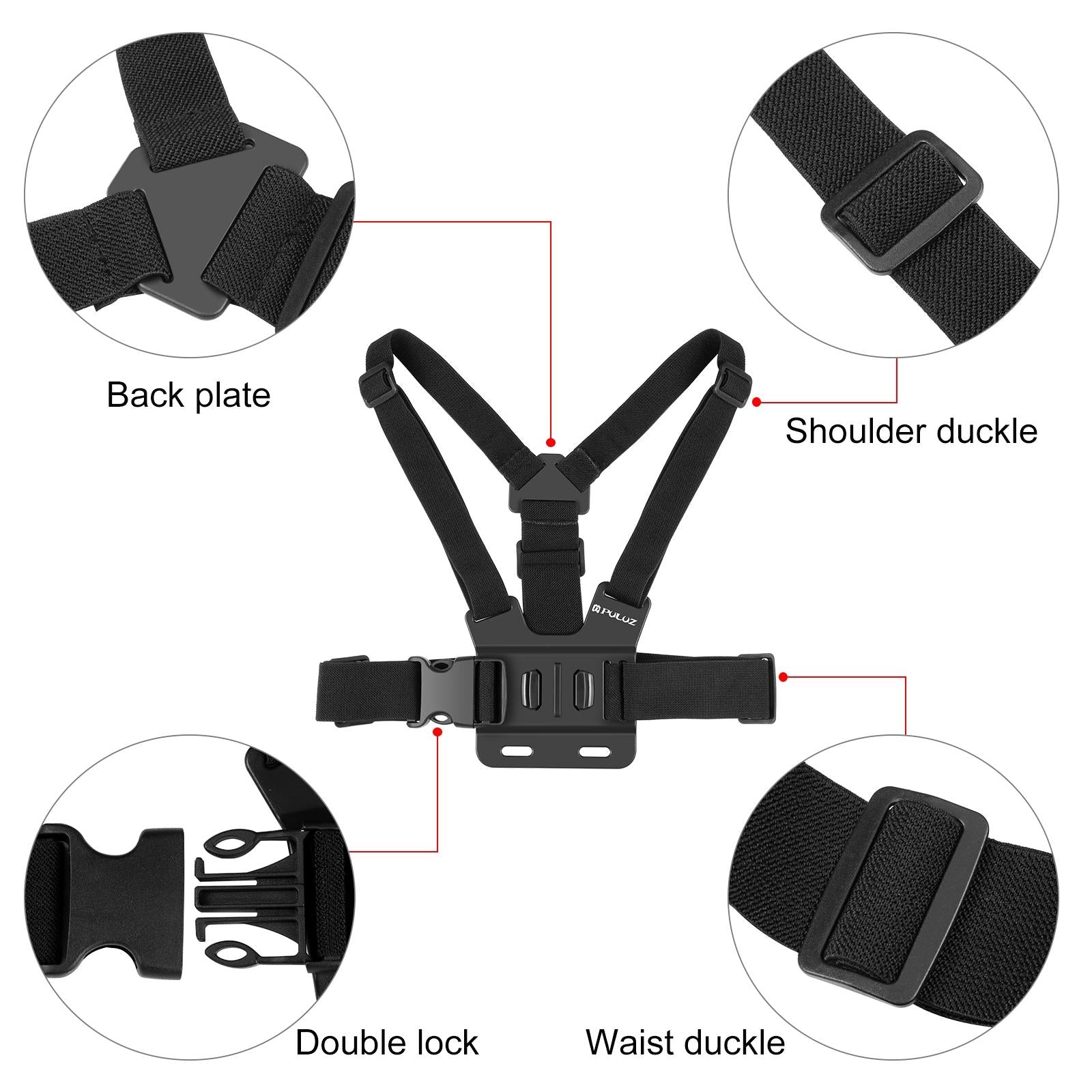 Adjustable Body Mount Belt With Phone Clamp And J Hook Mount-1915197653243793410