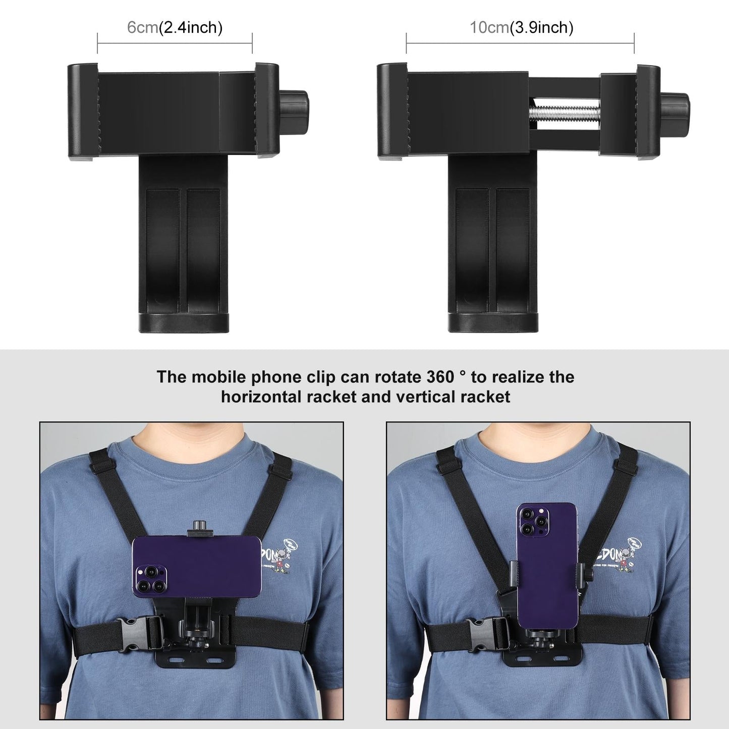 Adjustable Body Mount Belt With Phone Clamp And J Hook Mount-1915197653243793411