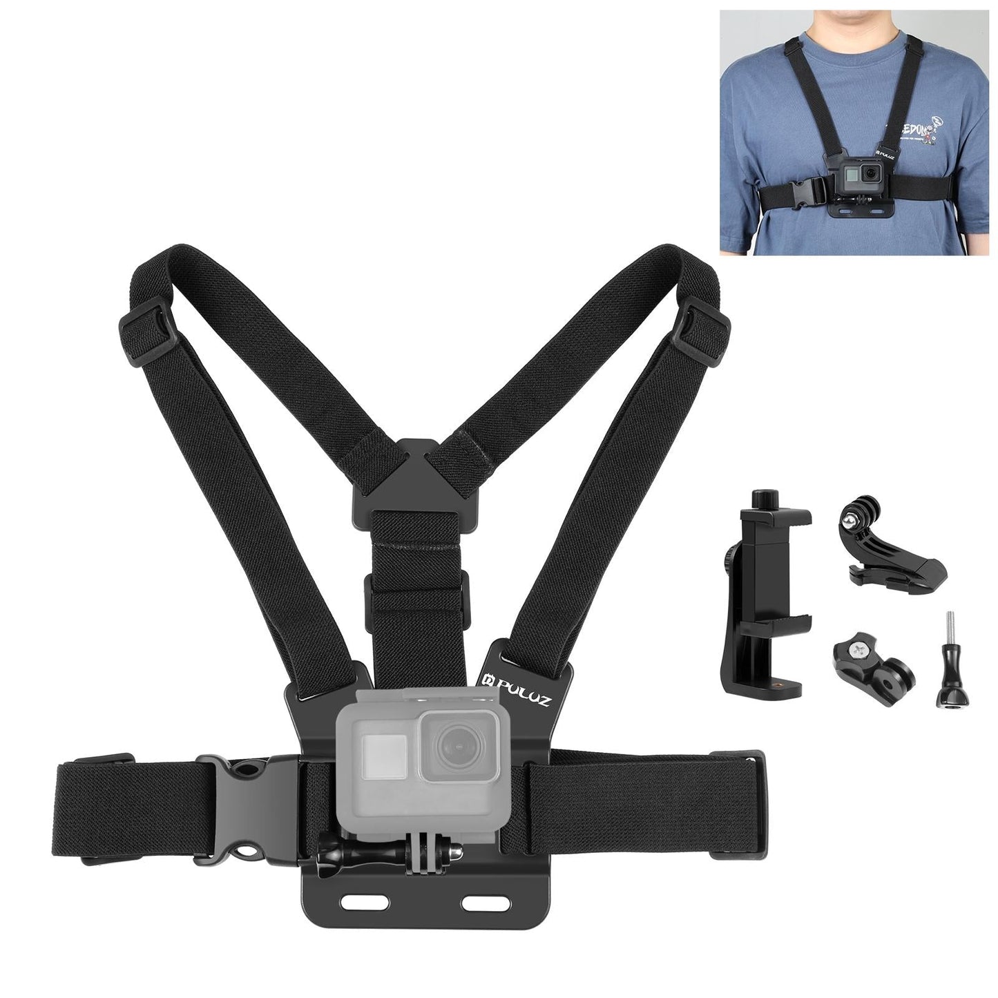 Adjustable Body Mount Belt With Phone Clamp And J Hook Mount-1915197653243793415