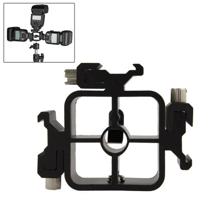 Triple Hot Shoe Mount Adapter For Flash And Light Stands-1915198264693624836