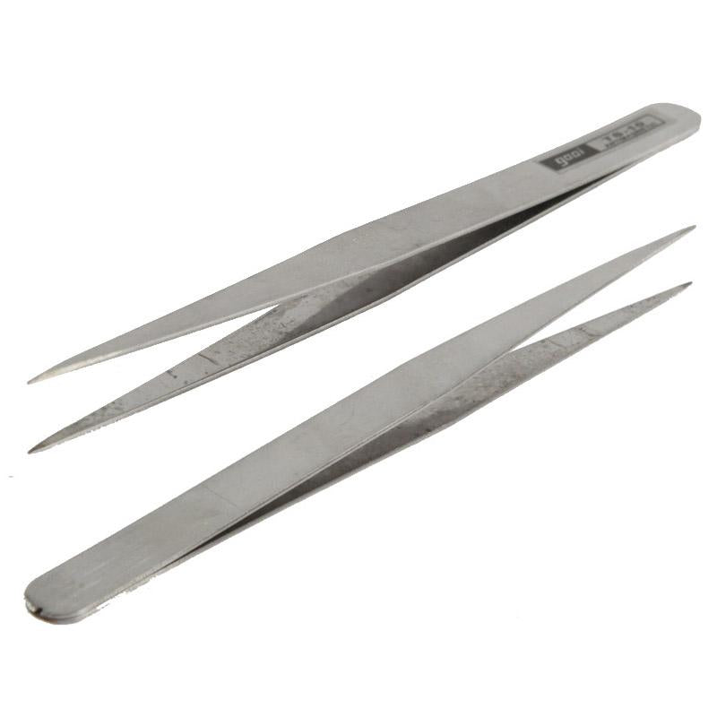 Set Of 6 Stainless Steel Straight And Angled Tweezers - Grey-1915197757459664898