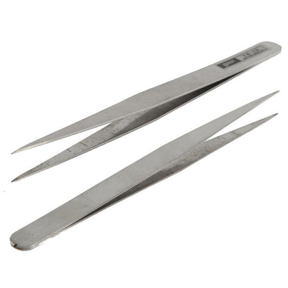 Set Of 6 Stainless Steel Straight And Angled Tweezers - Grey-1915197757459664898