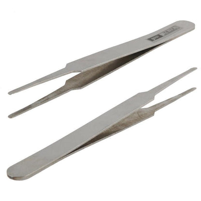 Set Of 6 Stainless Steel Straight And Angled Tweezers - Grey-1915197757459664900