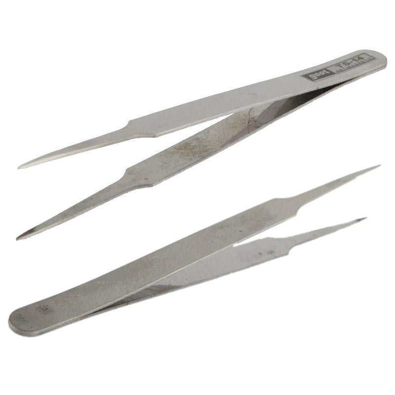 Set Of 6 Stainless Steel Straight And Angled Tweezers - Grey-1915197757459664901