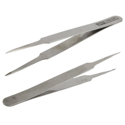 Set Of 6 Stainless Steel Straight And Angled Tweezers - Grey-1915197757459664901