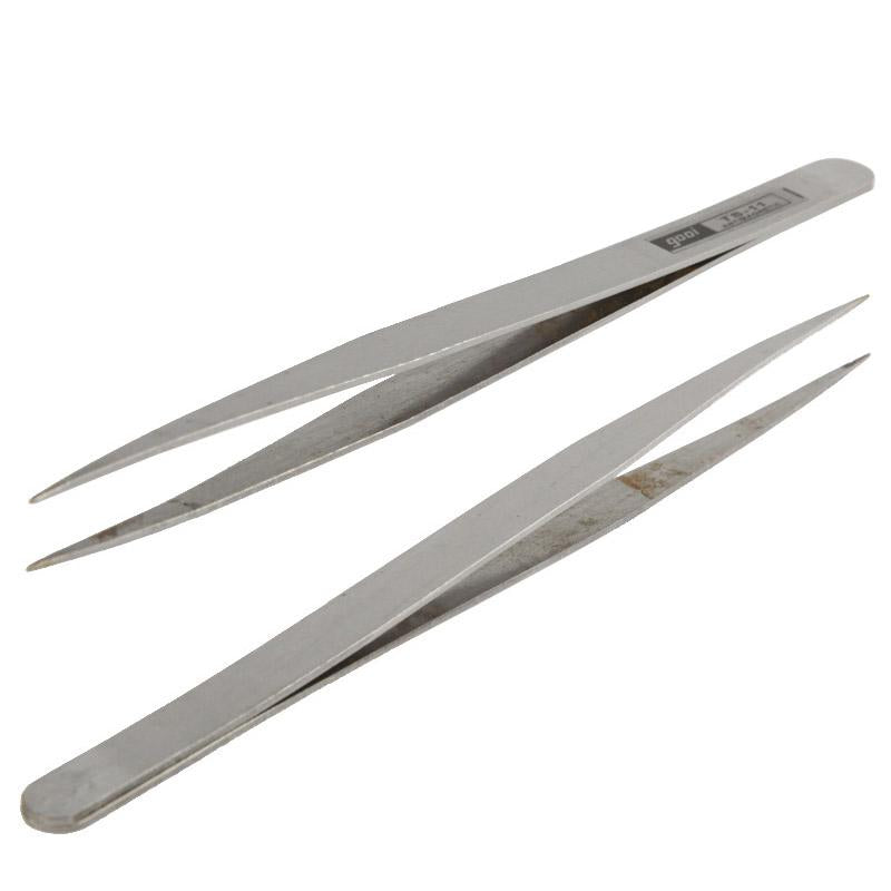 Set Of 6 Stainless Steel Straight And Angled Tweezers - Grey-1915197757459664902