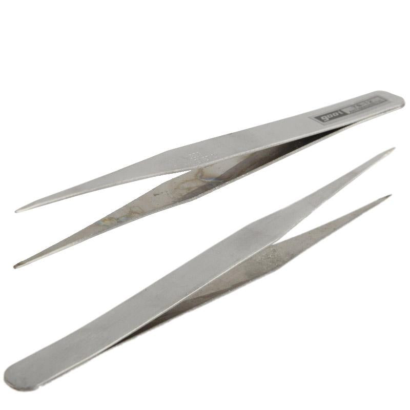Set Of 6 Stainless Steel Straight And Angled Tweezers - Grey-1915197757459664903
