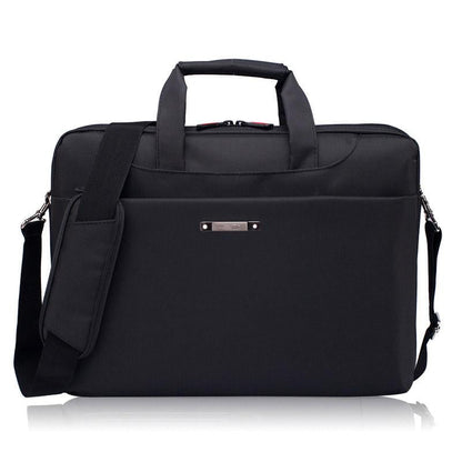 Waterproof Nylon Laptop Bag - 15.6 Inch One Shoulder Portable - Black-1915197878360477697