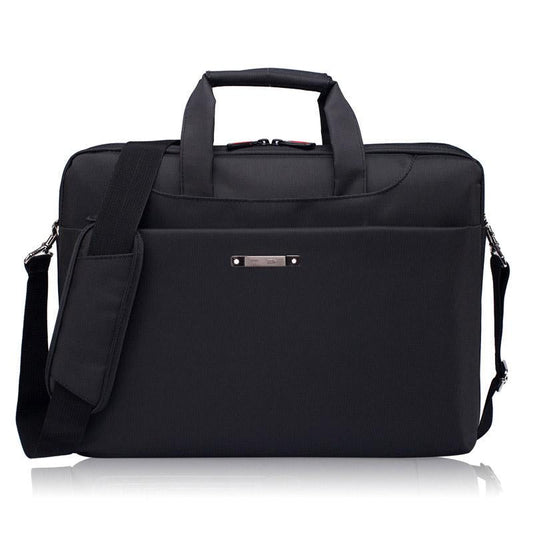 Waterproof Nylon Laptop Bag - 15.6 Inch One Shoulder Portable - Black-1915197878360477697