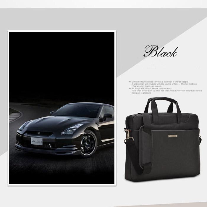 Waterproof Nylon Laptop Bag - 15.6 Inch One Shoulder Portable - Black-1915197878360477703