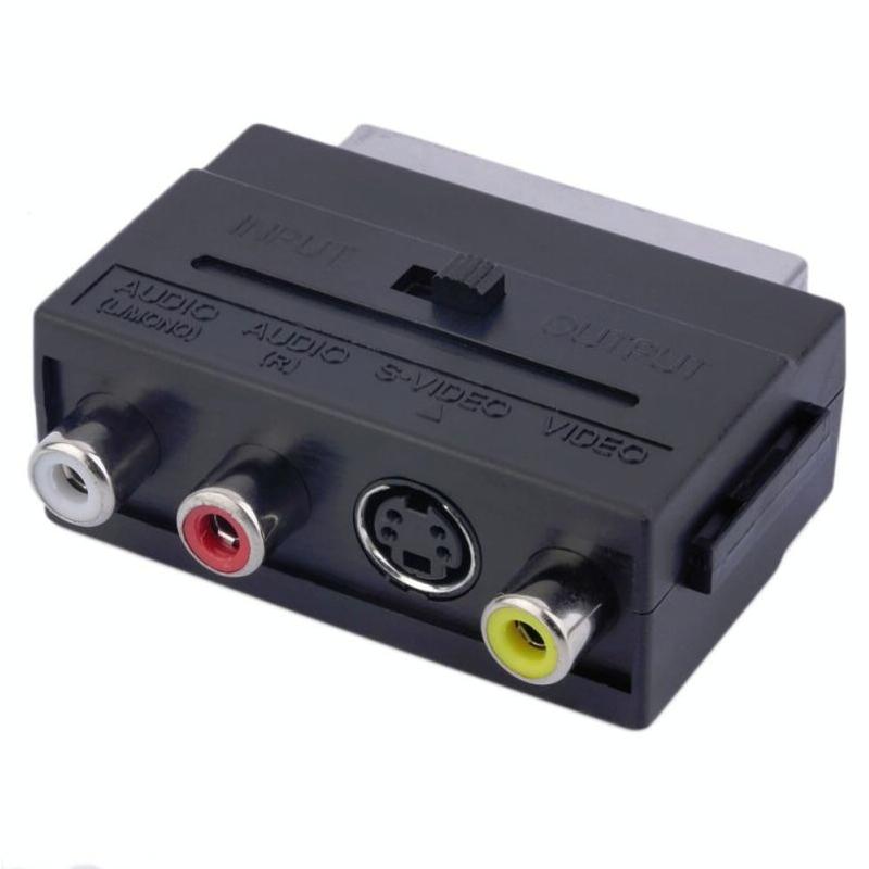 Scart Male To S-Video & 3 Rca Audio Adapter - Black-1915198276588670976