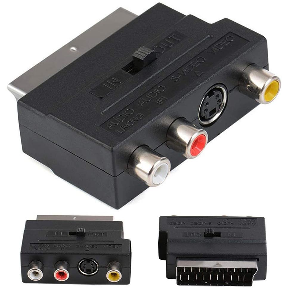 Composite Av & S-Video Scart Adapter - Black-1915197960707248132