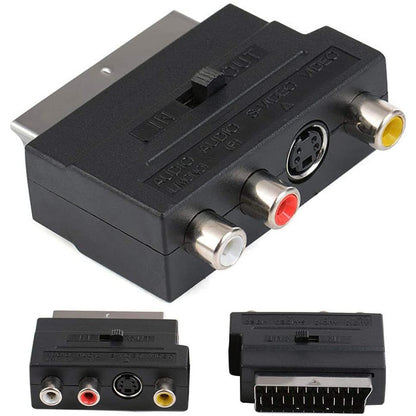 Composite Av & S-Video Scart Adapter - Black-1915197960707248132