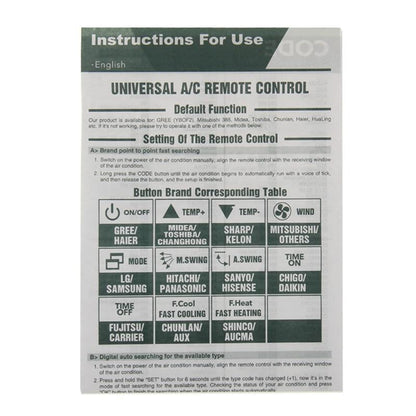 Universal A / C Remote Controller With Flashlight - 1000 Functions - White-1915198275288436742
