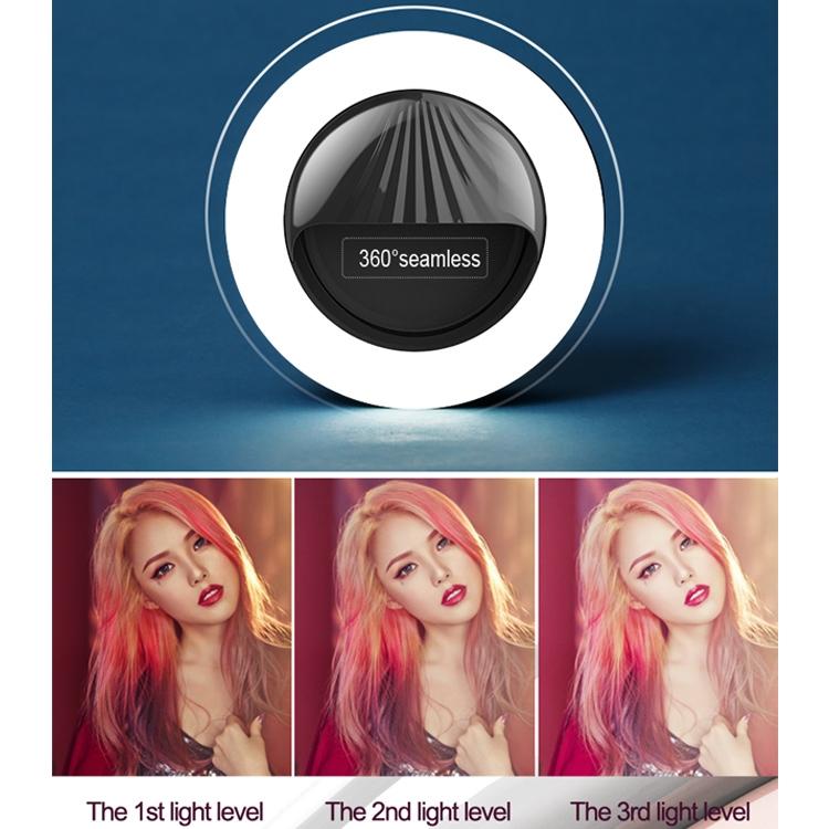 Rechargeable Selfie Light Clip For Beauty And Flash Fill - Black-1964932169910587396
