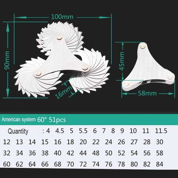 60 Degree Stainless Steel Thread Gauge - 51 Pieces-1915197544279969795