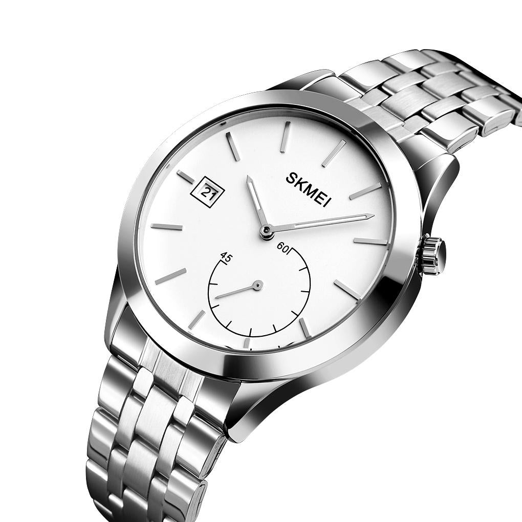 Stylish Waterproof Men Quartz Watch With Silver Steel Band-1915196536514547713