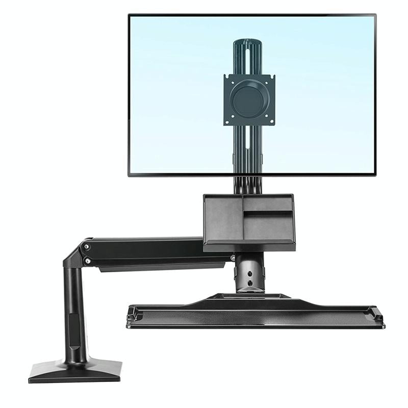 Ergonomic 19-27 Inch Monitor Holder With Foldable Keyboard Tray Full Motion Sit-stand Workstation-1964932257563152384