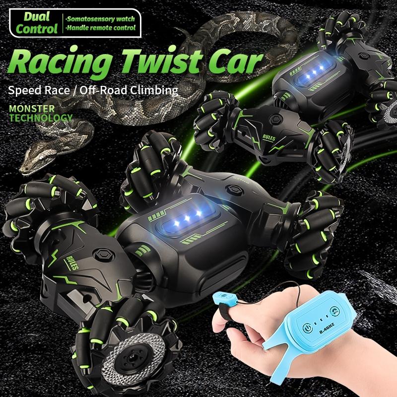 Twist Stunt Car With 2.4G Remote Control - Dual Control - Orange / Green-1915198328853893124