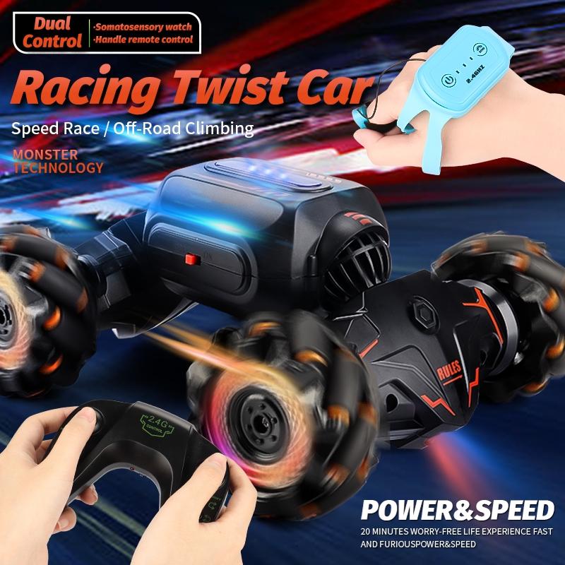 Twist Stunt Car With 2.4G Remote Control - Dual Control - Orange / Green-1915198328853893125