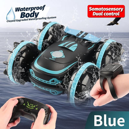 Amphibious Vehicle With Dual 2.4G Remotes - Green / Blue-1915198358444707844